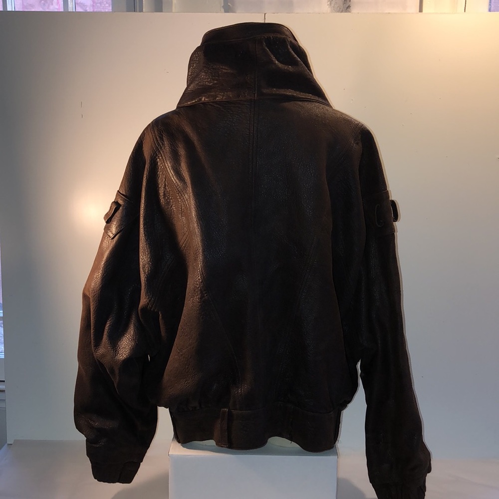Vintage futuristic Philip Monet pebbled leather bomber jacket size large/XL - Picture 11 of 15